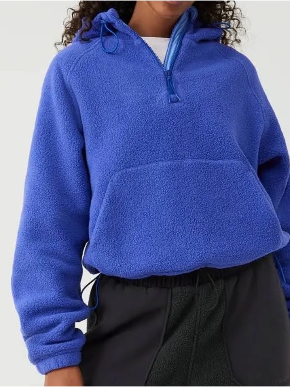 Outdoor Voices Primo Fleece 1/4 Zip Hoodie, Tanzanite, size S